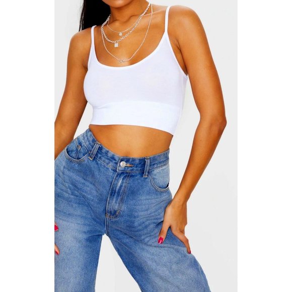 PrettyLittleThing White Jersey Elasticated Bralet | 2 - Picture 4 of 5